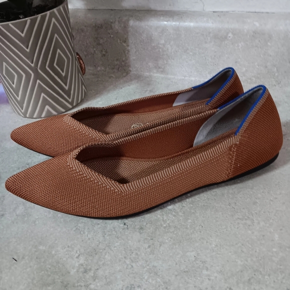 Rothy's Brown Flats with Blue Trim - Picture 3 of 10